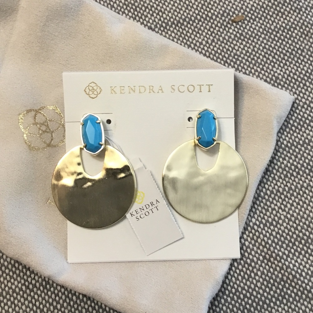 NWT Kendra Scott Gold and Turquoise Statement Earrings